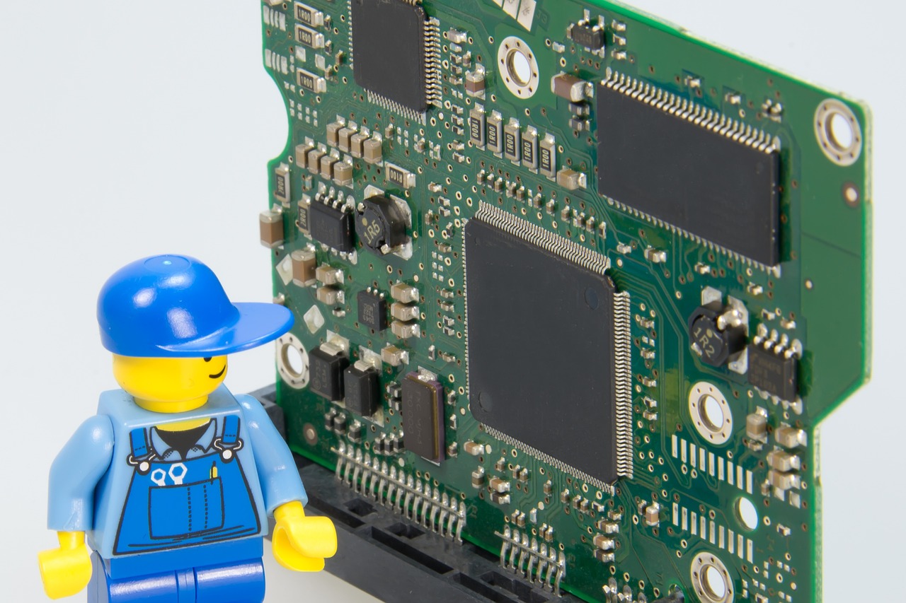 circuit board closeup blue